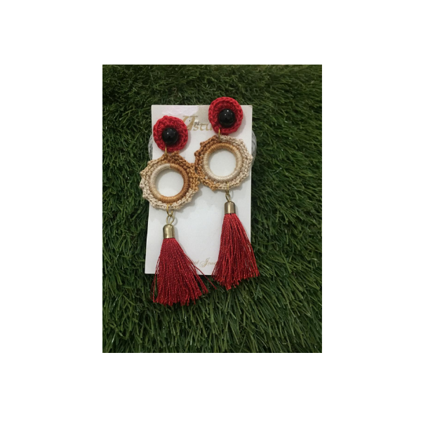 crochet thread and tassels earrings